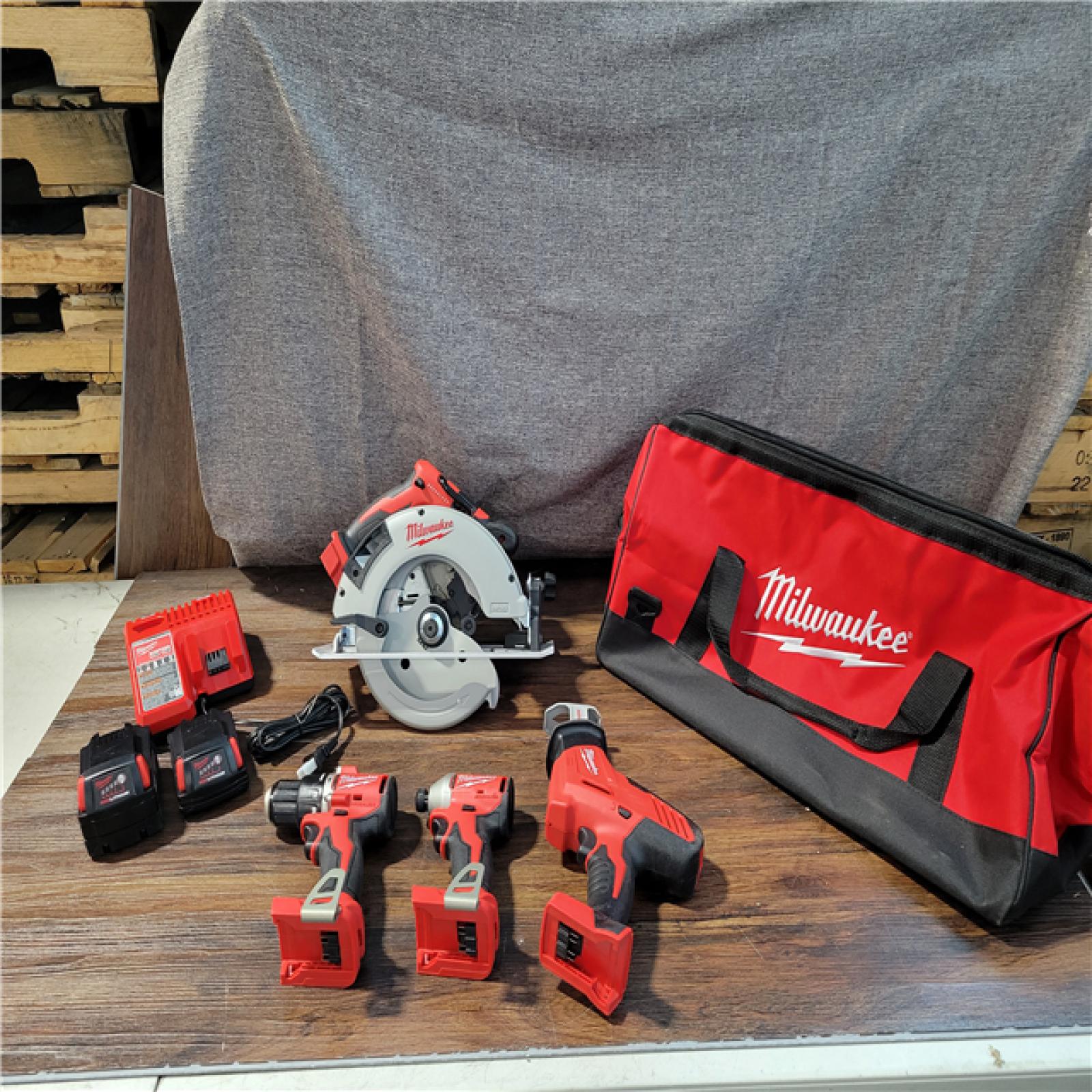 CALIFORNIA NEW MILWAUKEE M18 4-TOOL COMBO KIT (2 BATTERIES, 1 CHARGER, AND BAG INCLUDED)