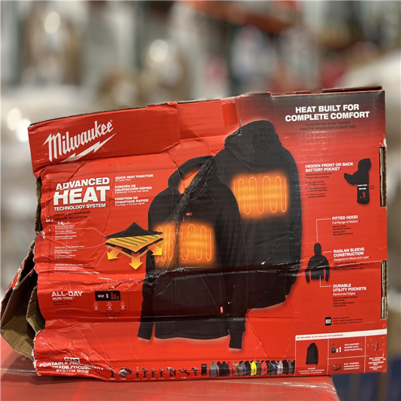 NEW! - Milwaukee Men's Large M12 12-Volt Lithium-Ion Cordless Black Heated Jacket Hoodie Kit with (1) 2.0 Ah Battery and Charger