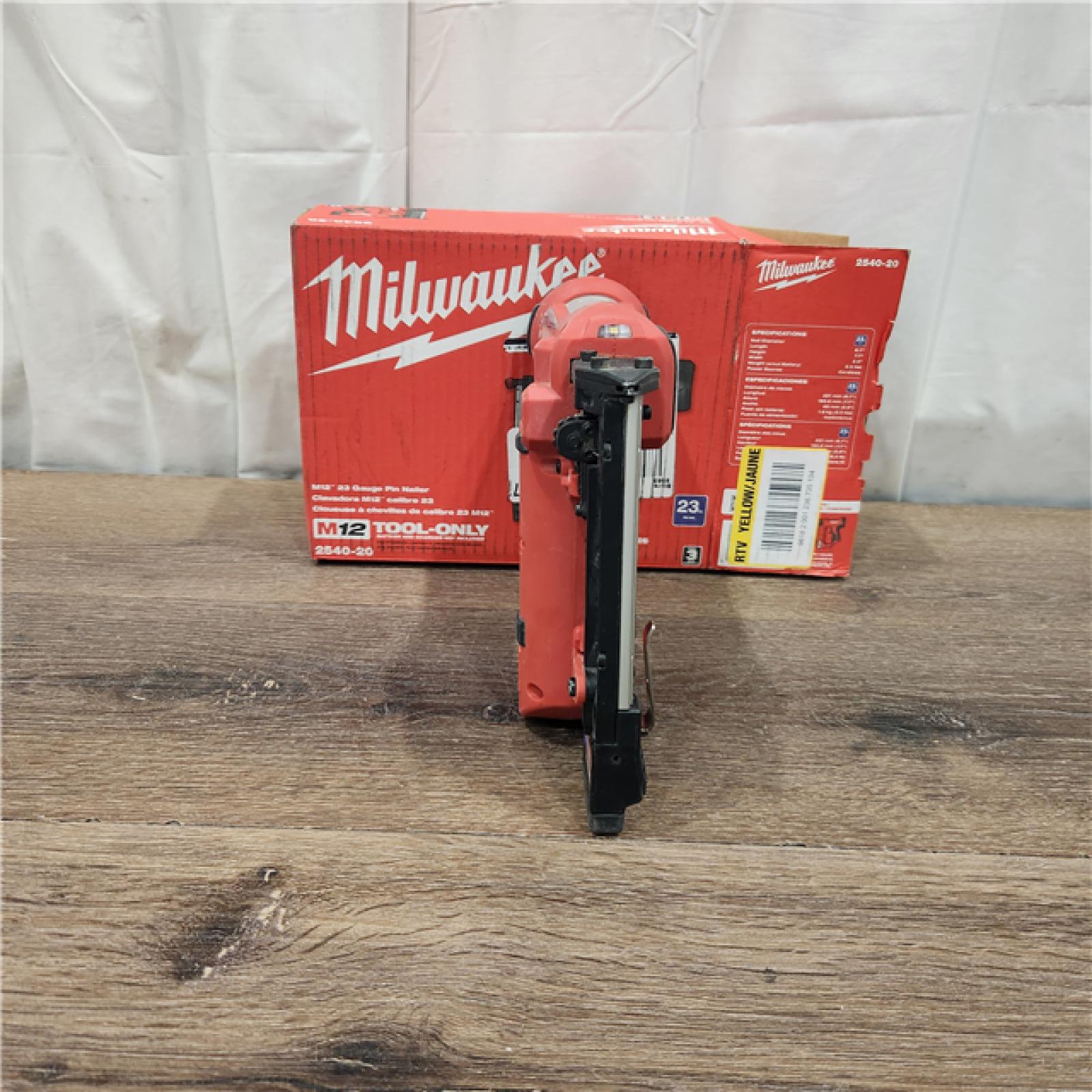 AS IS Milwaukee 2540-20 12V 23 Gauge Cordless Pin Nailer (Tool Only)