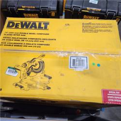 AS-IS DEWALT 15 Amp Corded 12 in. Double Bevel Sliding Compound Miter Saw, Blade Wrench and Material Clamp