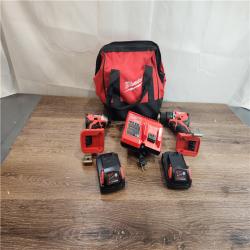 AS-IS Milwaukee 3692-22CT 18V M18 Lithium-Ion Compact Brushless Cordless 2-Tool Combo Kit with 1/2 Drill/Driver and 1/4 Hex Impact Driver 2.0 Ah