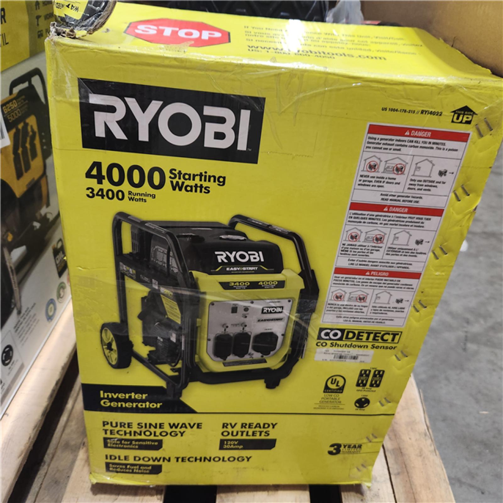 Dallas Location - As-Is RYOBI 4000-Watt Gasoline Powered Portable Generator