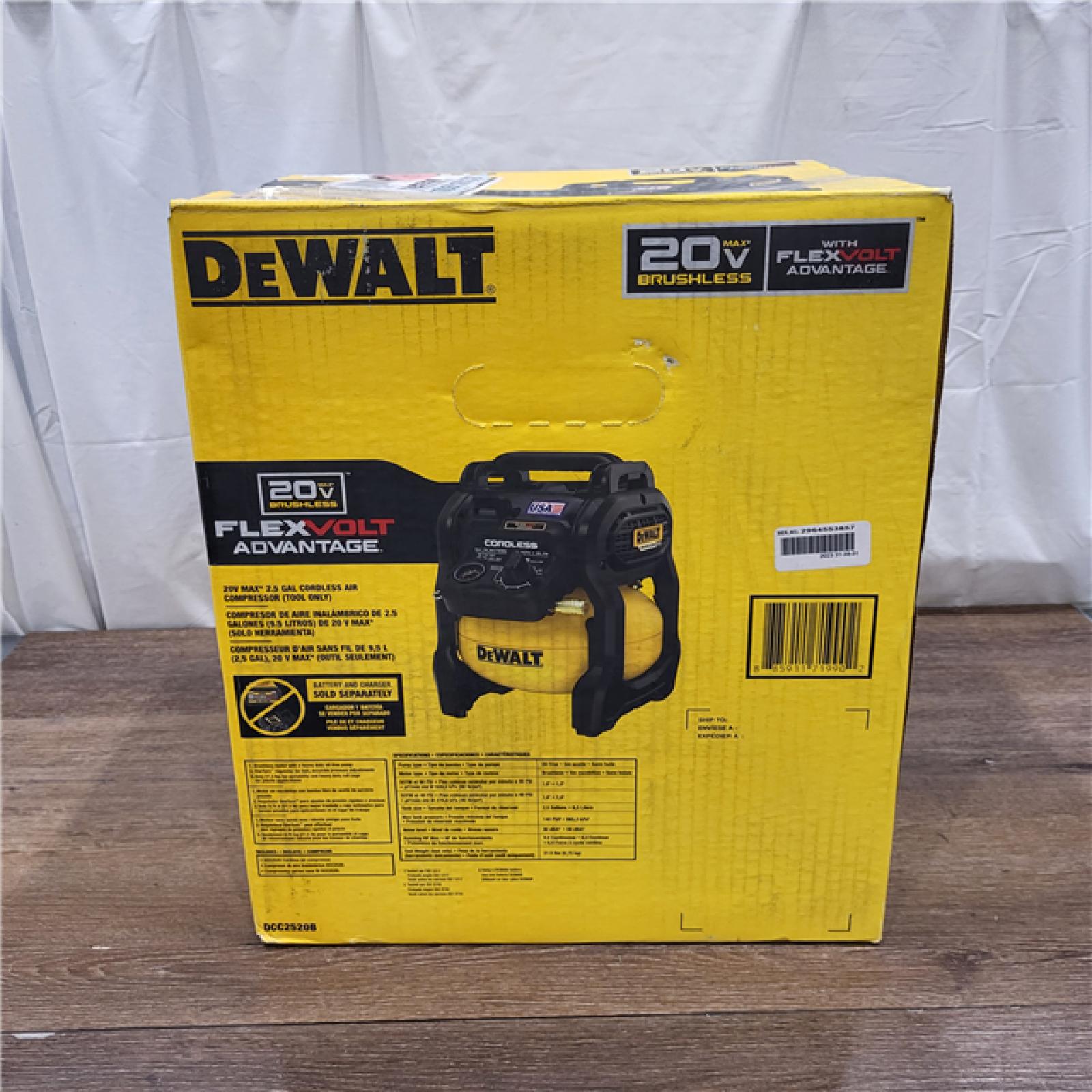 AS-IS DeWALT DCC2520B 20V 2.5 Gallon Cordless Air Compressor - Bare Tool