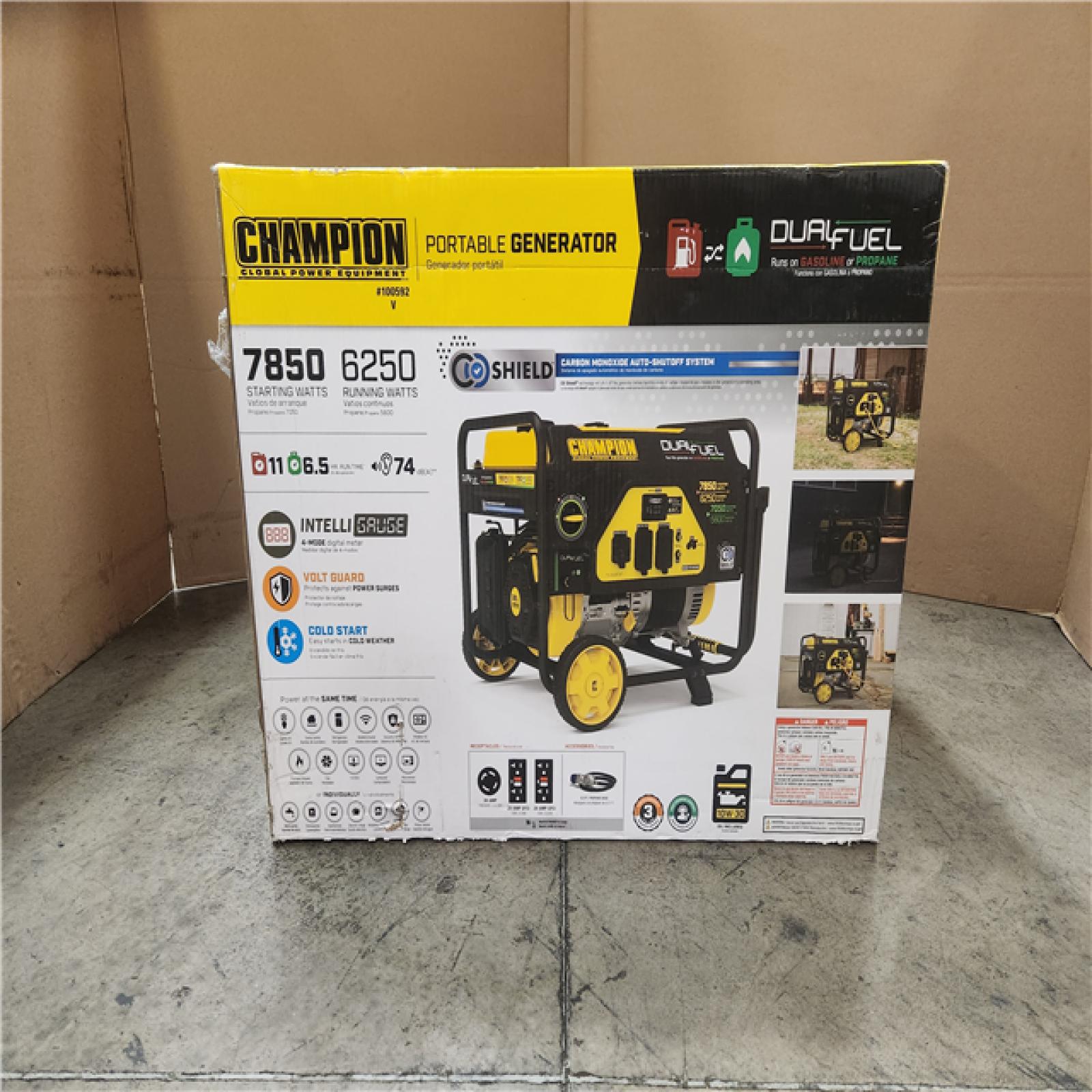 Phoenix Location NEW Champion Power Equipment 7850/6250-Watt Recoil Start Gasoline and Propane Powered Dual Fuel Portable Generator with CO Shield