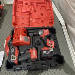 Houston location AS-IS Milwaukee 3697-22 M18 FUEL 1/2 Hammer Driller/Driver &1/4 Hex Impact Driver 2 Tool Combo Kit