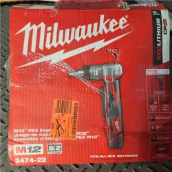 Houston location AS-IS MILWUAKEE M12 12-Volt Lithium-Ion Cordless PEX Expansion Tool Kit with (2) 1.5 Ah Batteries, (3) Expansion Heads and Hard Case