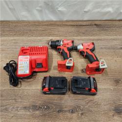 AS-IS M18 18V Lithium-Ion Brushless Cordless Compact Drill/Impact Combo Kit (2-Tool) W/(2) 2.0 Ah Batteries, Charger & Bag