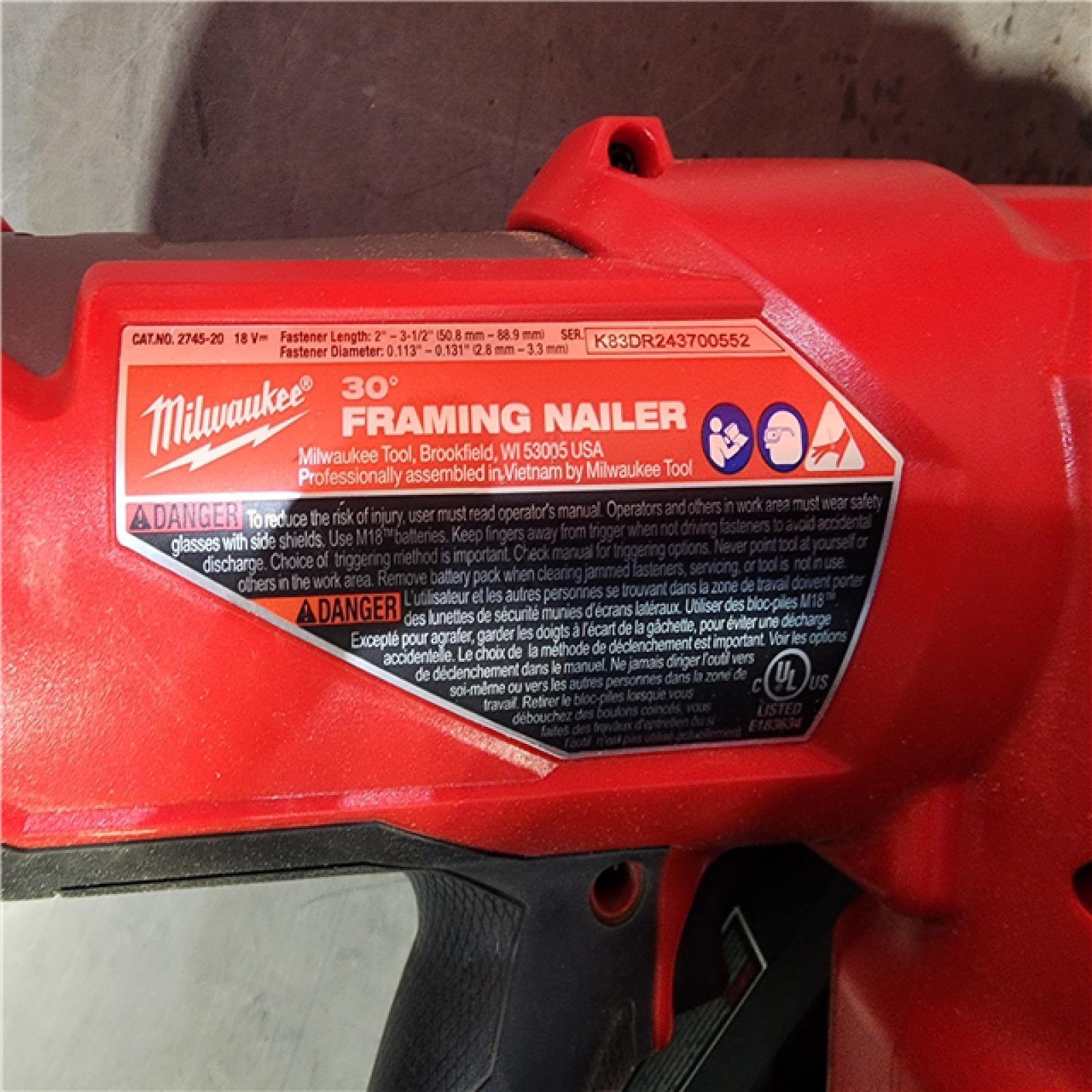 HOUSTON LOCATION - AS-IS M18 FUEL 3-1/2 in. 18-Volt 30-Degree Lithium-Ion Brushless Cordless Framing Nailer (Tool-Only)