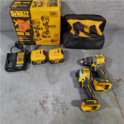 HOUSTON LOCATION - AS-IS DEWALT 20V MAX XR Hammer Drill and ATOMIC Impact Driver 2 Tool Cordless Combo Kit with (2) 4.0Ah Batteries, Charger, and Bag