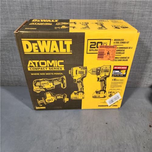 HOUSTON LOCATION - AS-IS (APPEARS LIKE NEW) DeWalt 20V MAX ATOMIC Cordless Brushless 4 Tool Combo Kit