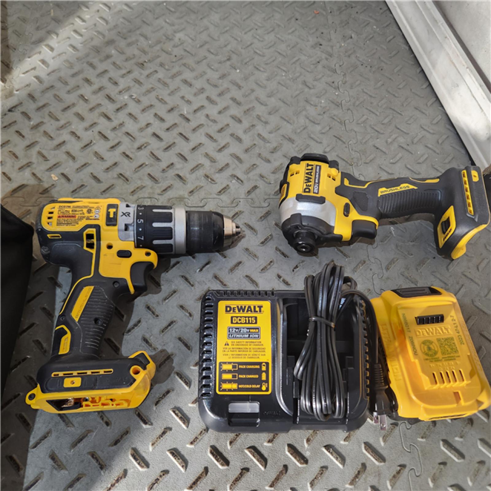 Houston location AS-IS DEWALT 20V MAX XR Hammer Drill and ATOMIC Impact Driver 2 Tool Cordless Combo Kit with (2) 4.0Ah Batteries, Charger, and Bag