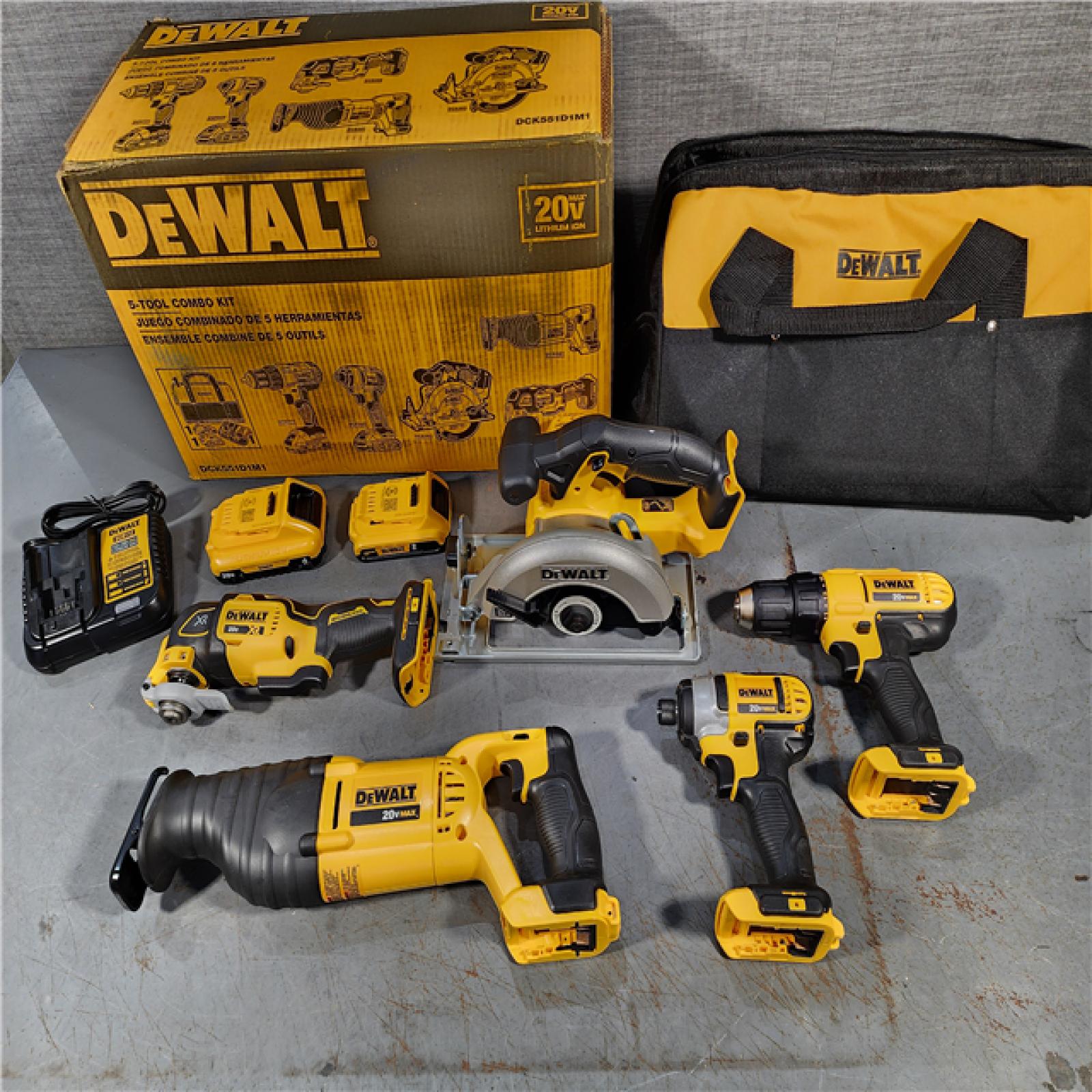 HOUSTON LOCATION - AS-IS (APPEARS LIKE NEW) DEWALT  20V MAX Lithium-Ion Brushless Cordless 5-Tool Combo Kit 4.0