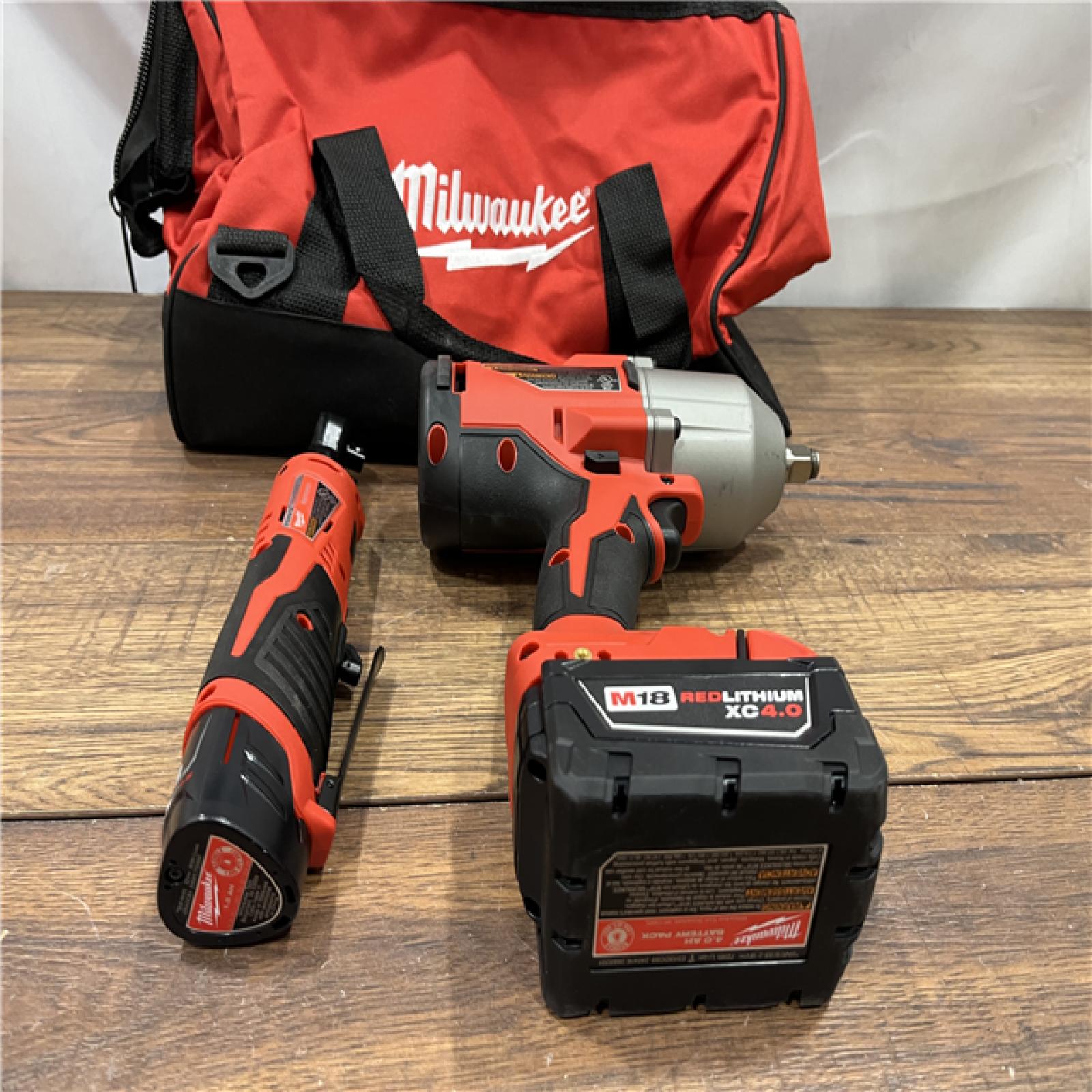 AS IS M12/M18 12/18V Lithium-Ion Cordless 3/8 in. Ratchet and 1/2 in. High Torque Impact Wrench with Friction Ring Combo Kit