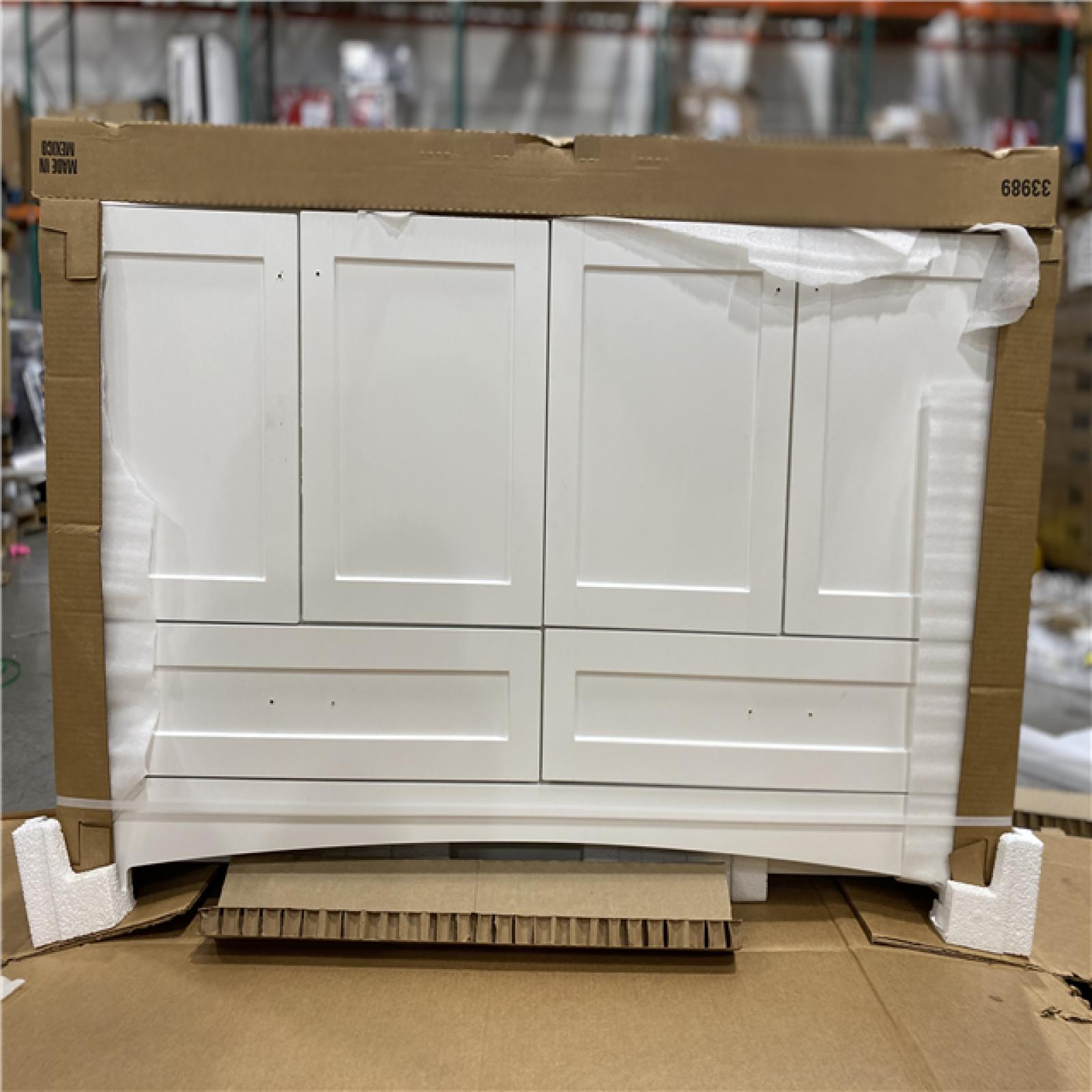 DALLAS LOCATION - Glacier Bay Lancaster 61 in. Double Sink White Bath Vanity with White Cultured Marble Top (Assembled)