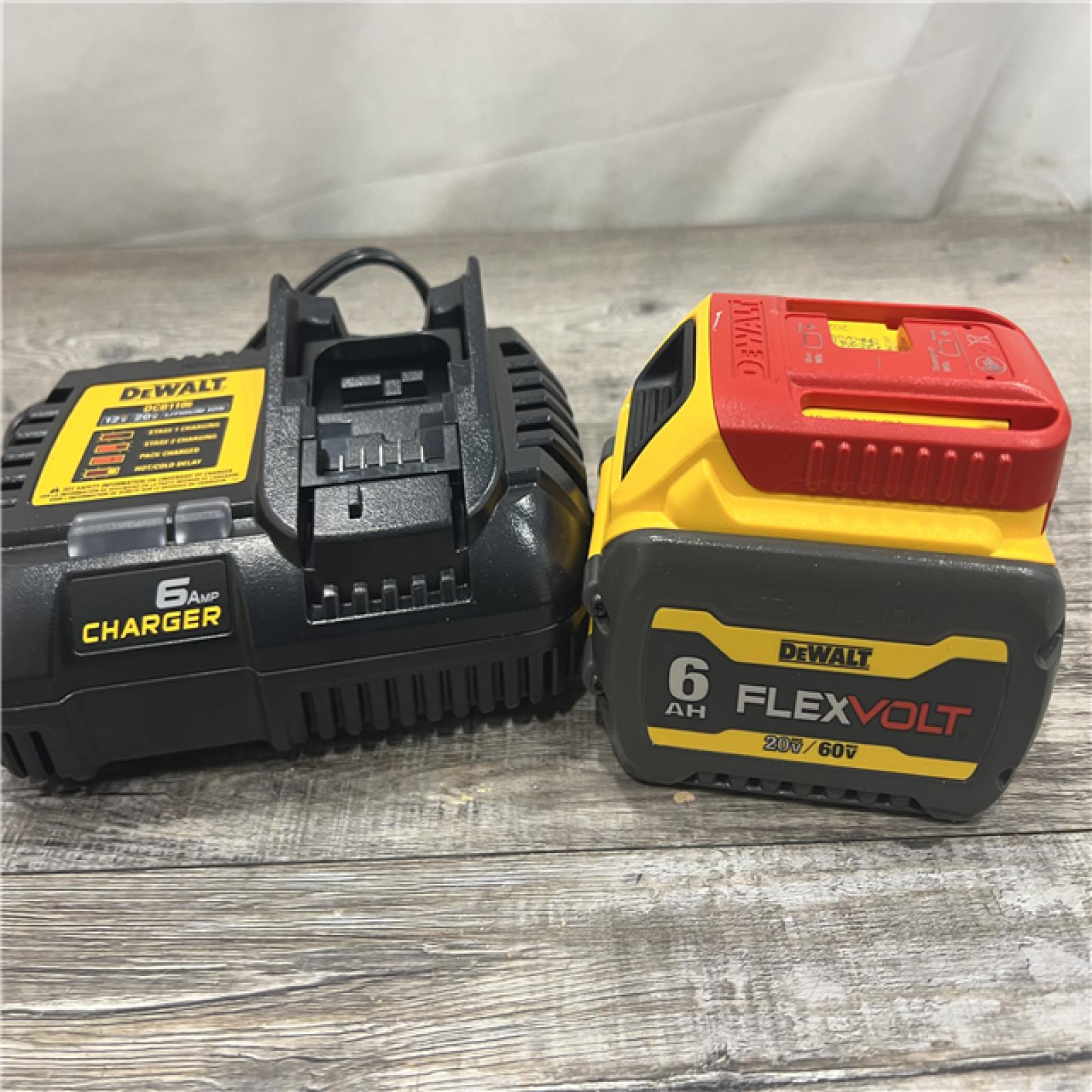 AS-IS DEWALT FLEXVOLT 20V/60V MAX Lithium-Ion 6.0Ah Battery Pack with 6 Amp Output Charger