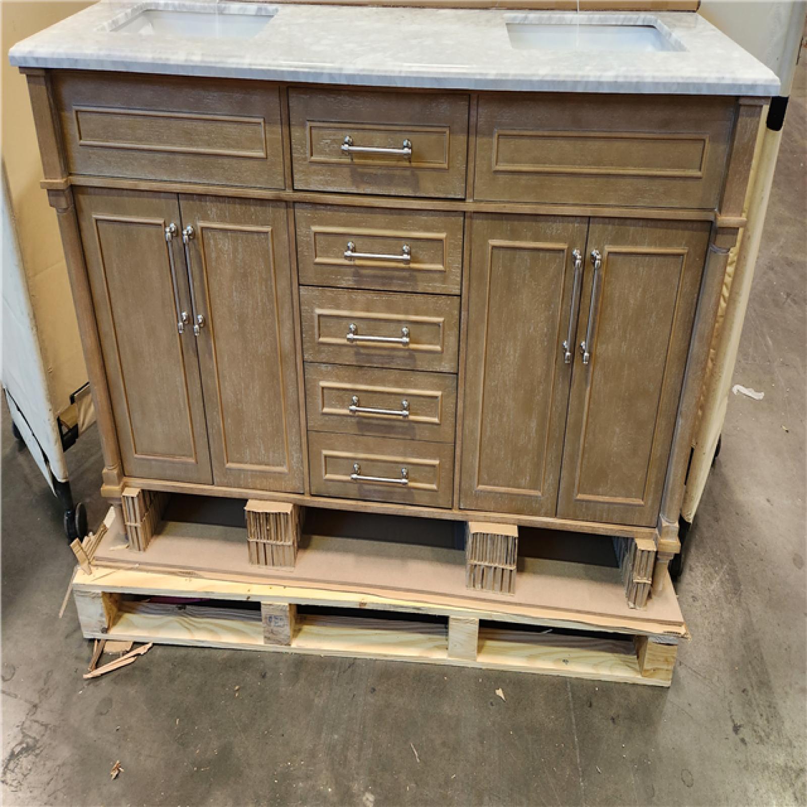 California AS-IS Aberdeen 72 In. Antique Oak Bathroom Vanity