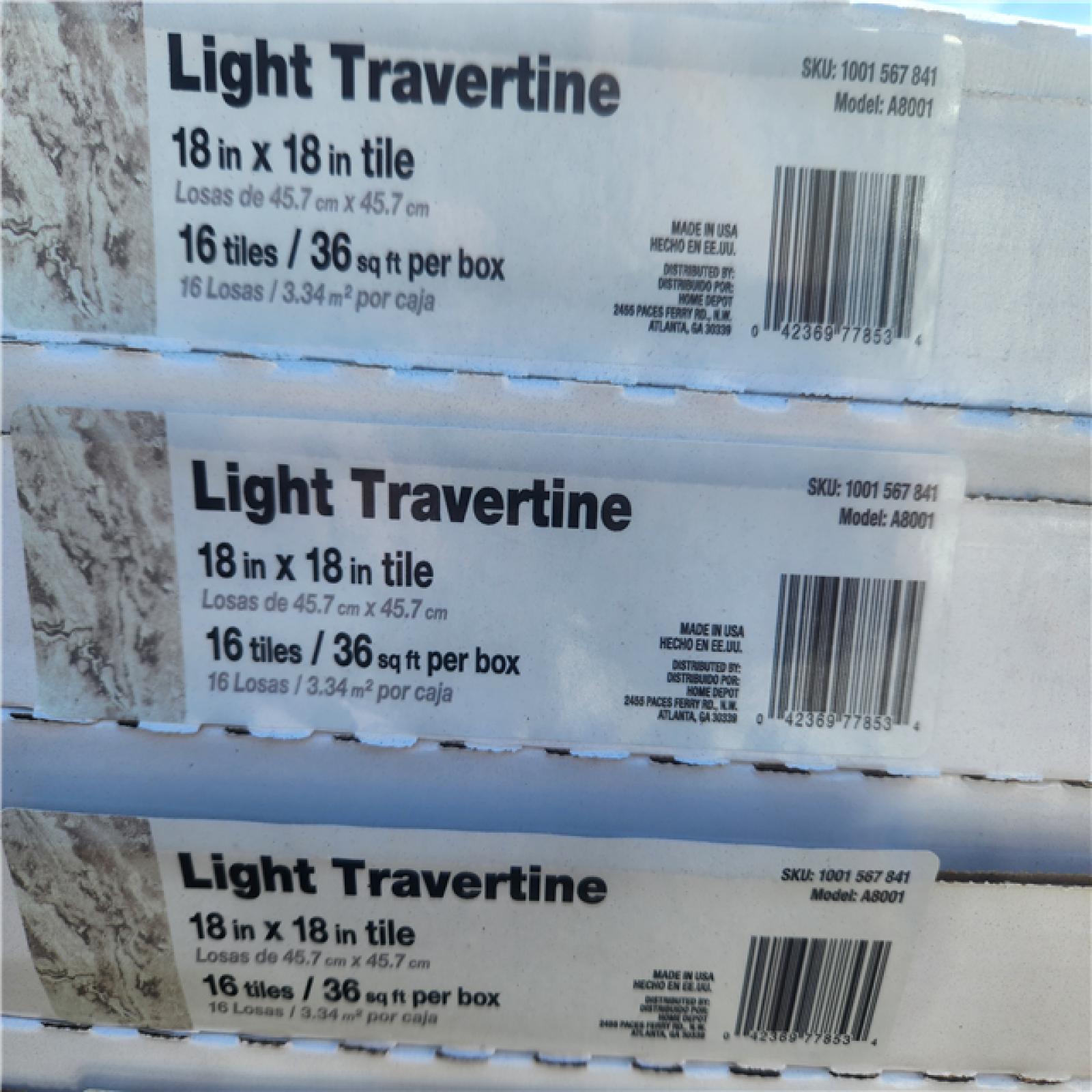 Phoenix Location Pallet of TrafficMaster 18x18 Light Travertine Color Tile