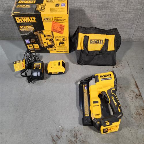 HOUSTON LOCATION - AS-IS DEWALT ATOMIC 20V MAX Lithium Ion Cordless 23 Gauge Pin Nailer Kit with 3.0Ah Battery and Charger