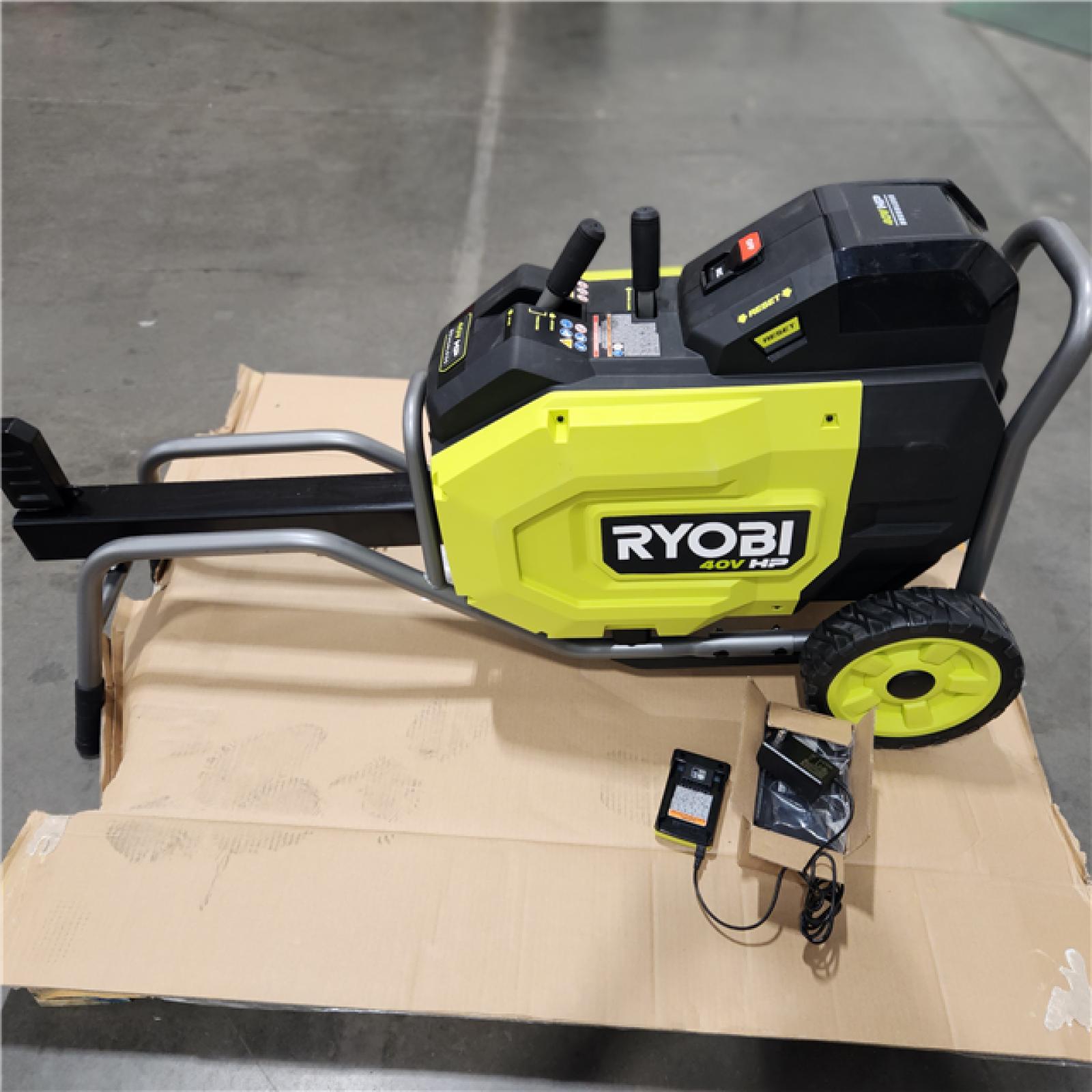 Dallas Location - As-Is RYOBI 40V HP Brushless 12-Ton Kinetic Battery Electric Log Splitter Kit - 4.0Ah Battery and Charger Included-Appears Excellent Condition