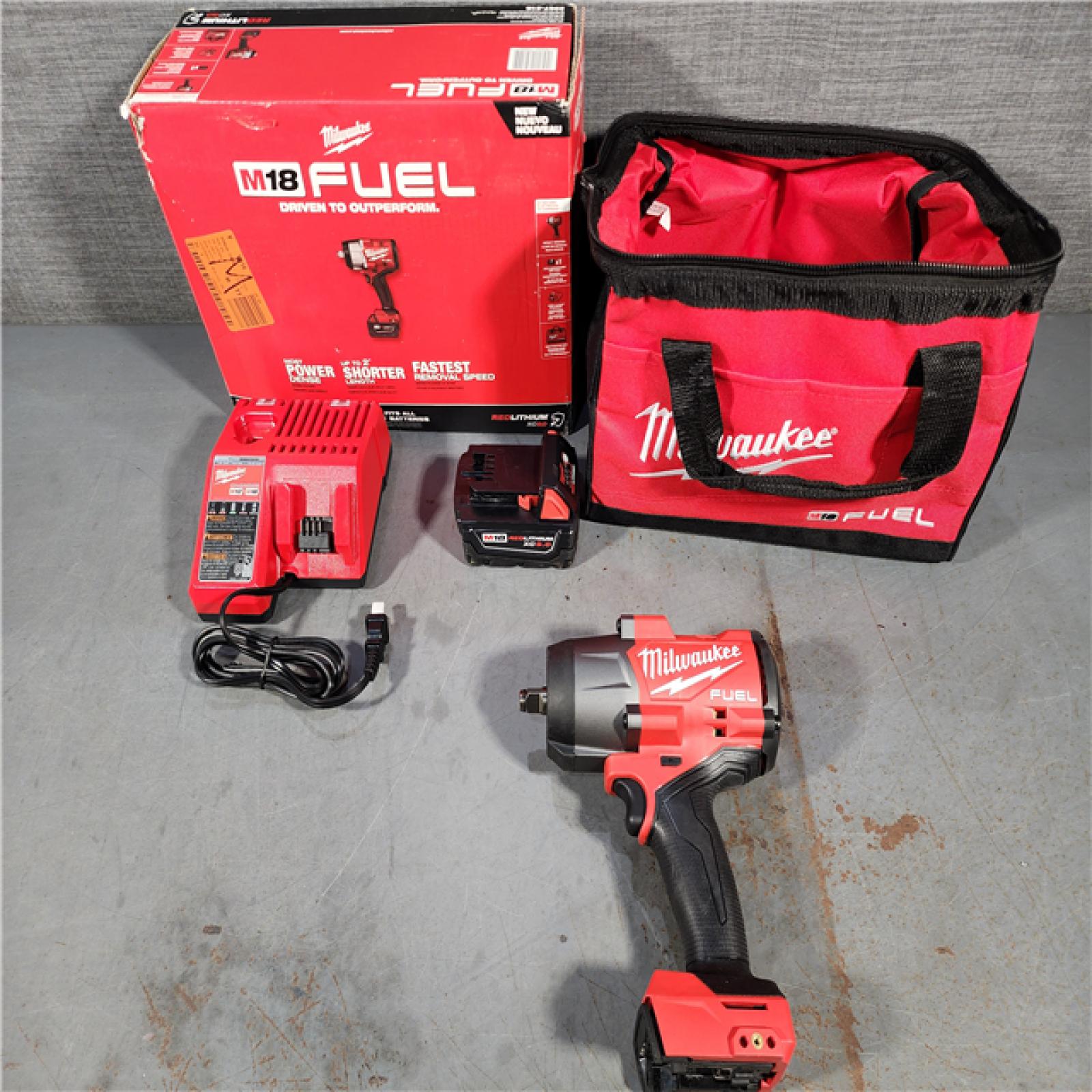 HOUSTON LOCATION - AS-IS Milwaukee M18 1/2 in. Cordless Brushless High Torque Impact Wrench Kit (Battery & Charger)