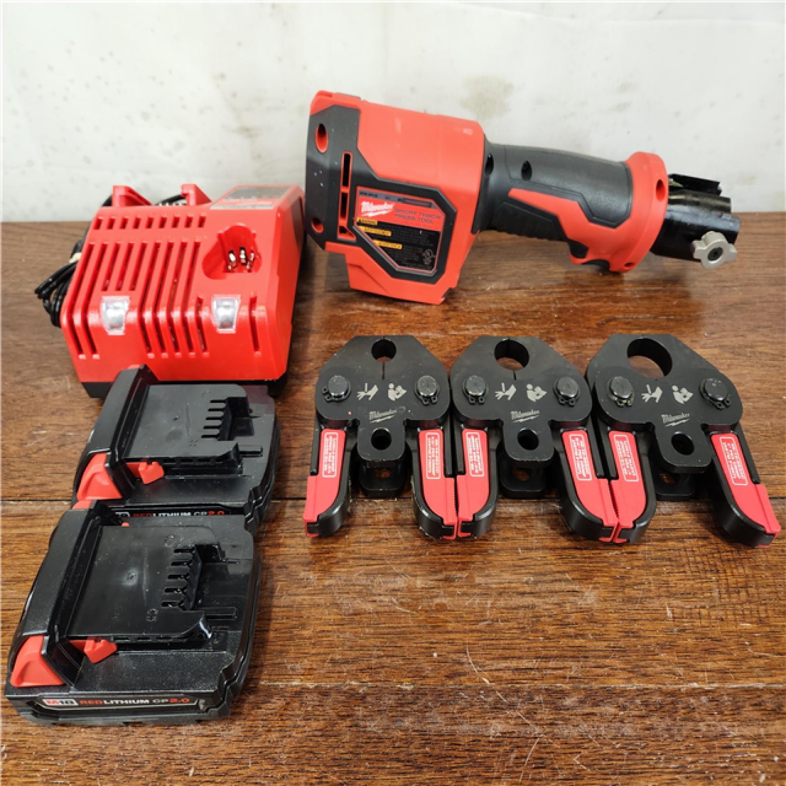 AS-IS Milwaukee M18 18V Lithium-Ion Cordless Short Throw Press Tool Kit w/ 3 PEX Crimp Jaws