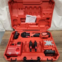 AS-IS M18 18V Lithium-Ion Cordless Short Throw Press Tool Kit with 3 PEX Crimp Jaws (2) 2.0 Ah Batteries and Charger