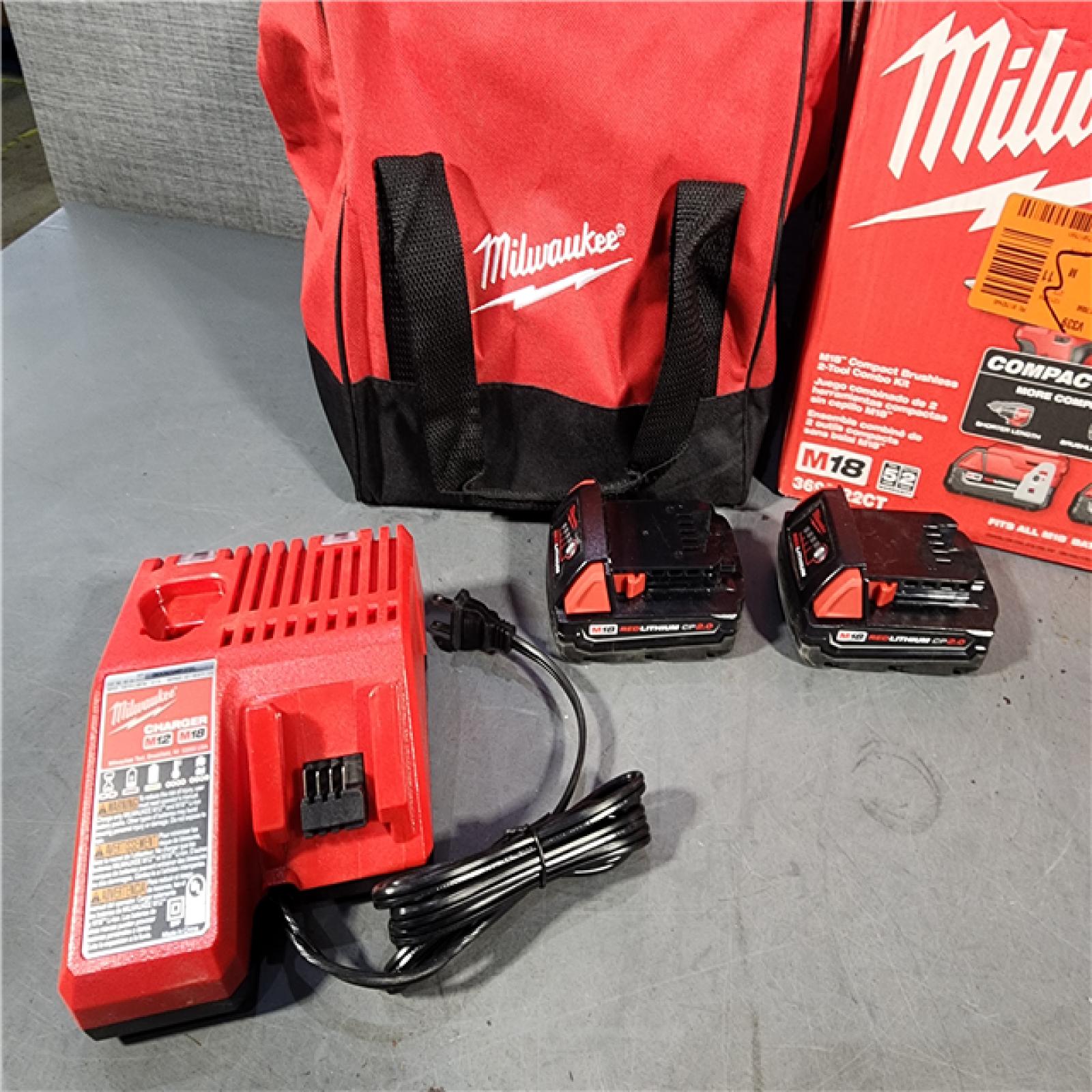 HOUSTON LOCATION - AS-IS M18 18V Lithium-Ion Brushless Cordless Compact Drill/Impact Combo Kit (2-Tool) W/(2) 2.0 Ah Batteries, Charger & Bag