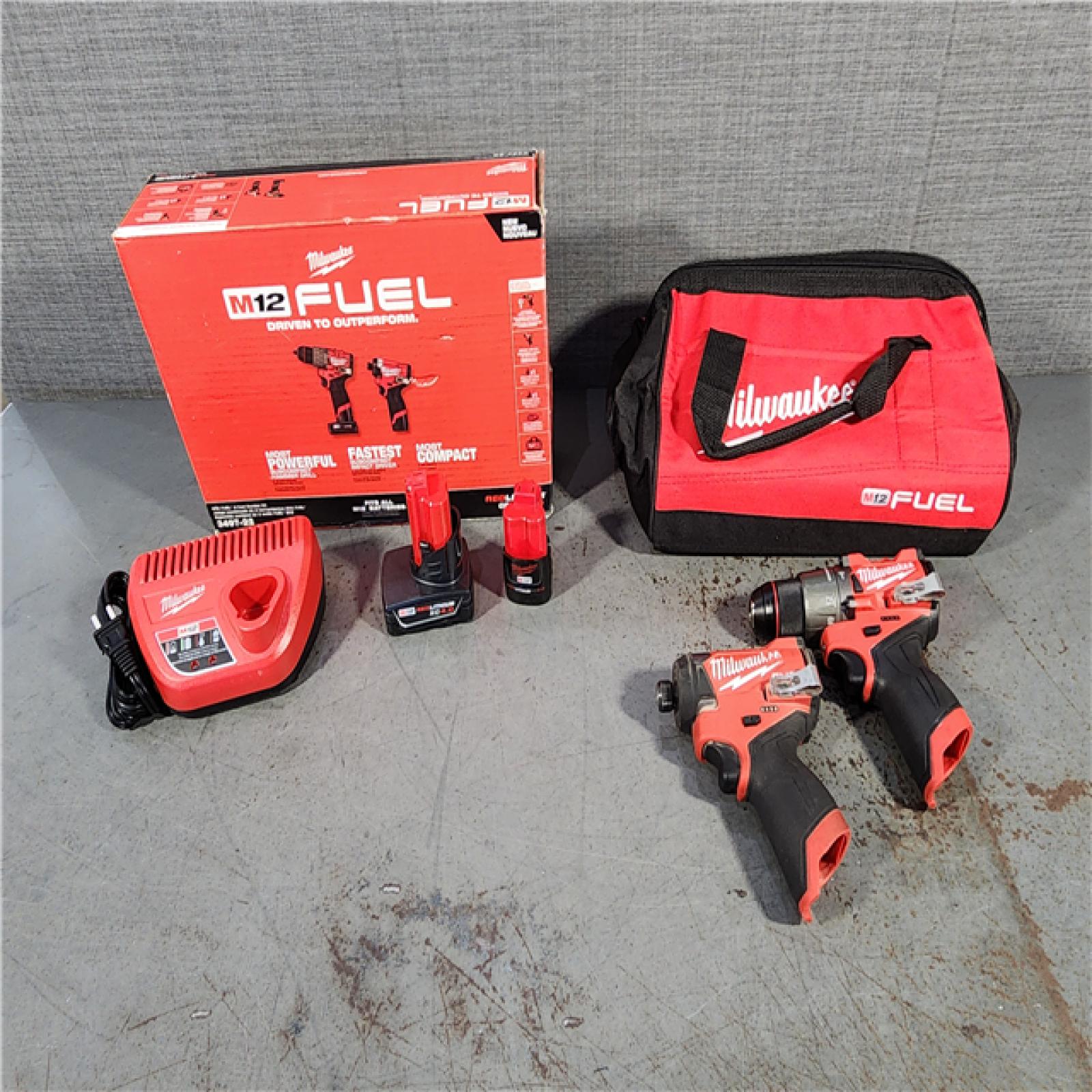 HOUSTON LOCATION - AS-IS Milwaukee 3497-22 12V Brushless Hammer Drill and Impact Driver Combo Kit