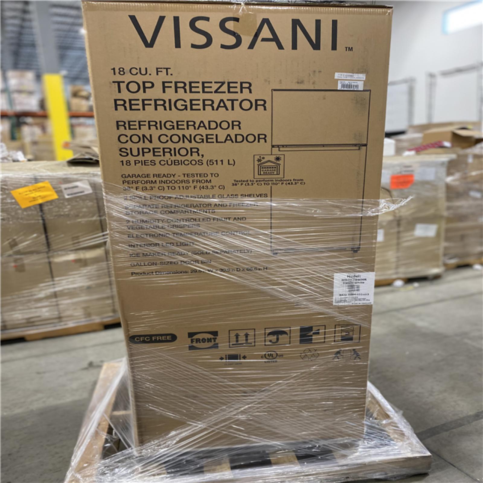 DALLAS LOCATION - Vissani 18 cu. ft. Top Freezer Refrigerator DOE in White