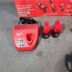 HOUSTON LOCATION - AS-IS (APPEARS LIKE NEW) MILWAUKEE M12 12V Lithium-Ion Cordless Combo Kit (5-Tool) with Two 1.5Ah Batteries, Charger & Tool Bag