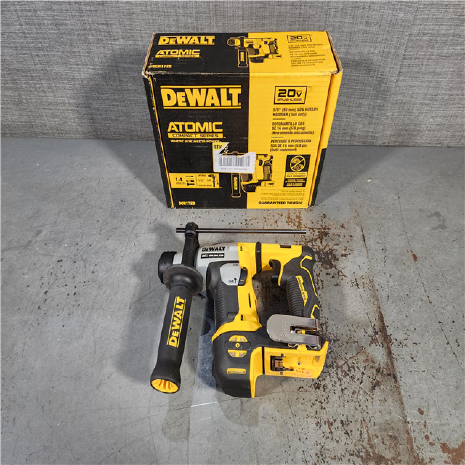 HOUSTON LOCATION - AS-IS (APPEARS LIKE NEW) Dewalt DCH172B MAX Atomic 20V 5/8 Inch Brushless Cordless SDS Plus Rotary Hammer (Tool Only)