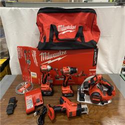 AS-IS Milwaukee M18 18-Volt Lithium-Ion Brushless Cordless Combo Kit (4-Tool) with 2-Batteries, 1-Charger and Tool Bag