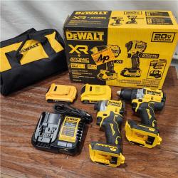 AS-IS DEWALT 20V MAX XR Cordless Drill/Driver, ATOMIC Impact Driver 2 Tool Combo Kit, (2) 2.0Ah Batteries, Charger, and Bag