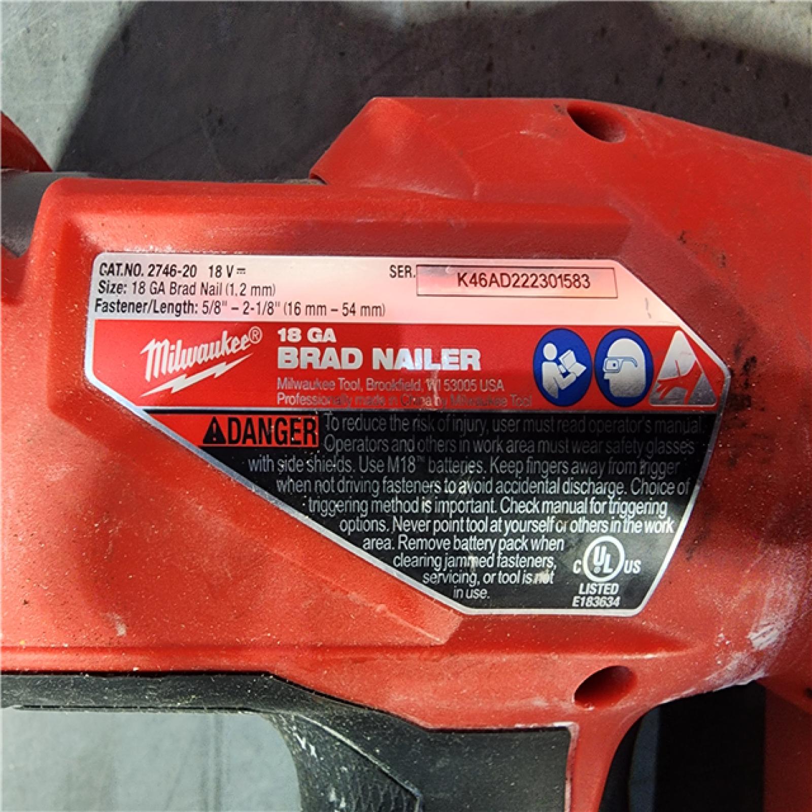 HOUSTON LOCATION - AS-IS Milwaukee M18 Fuel 18V Brushless 18-Gauge Brad Nailer 2746-20 (Bare Tool)