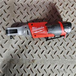 HOUSTON LOCATION - AS-IS (APPEARS LIKE NEW) Milwaukee M12 FUEL 12-Volt Lithium-Ion Brushless Cordless 3/8 in. Ratchet Kit with (2) 2.0Ah Batteries, Charger & Tool Bag