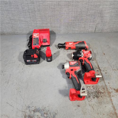 HOUSTON LOCATION - AS-IS MILWAUKEE 3 TOOL COMBO KIT W/ (2) BATTERY & CHARGER