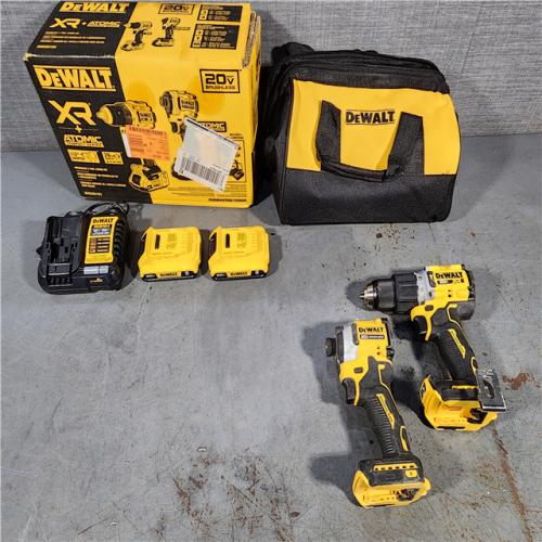 HOUSTON LOCATION - AS-IS DEWALT 20V MAX XR Cordless Drill/Driver, ATOMIC Impact Driver 2 Tool Combo Kit, (2) 2.0Ah Batteries, Charger, and Bag