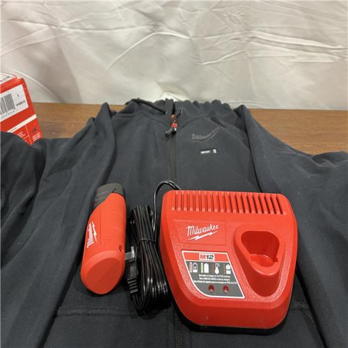 AS-IS Milwaukee 306B-21L 12V Heated Hoodie Kit Black (Large) with 2.0Ah Lithium Ion Battery & Charger