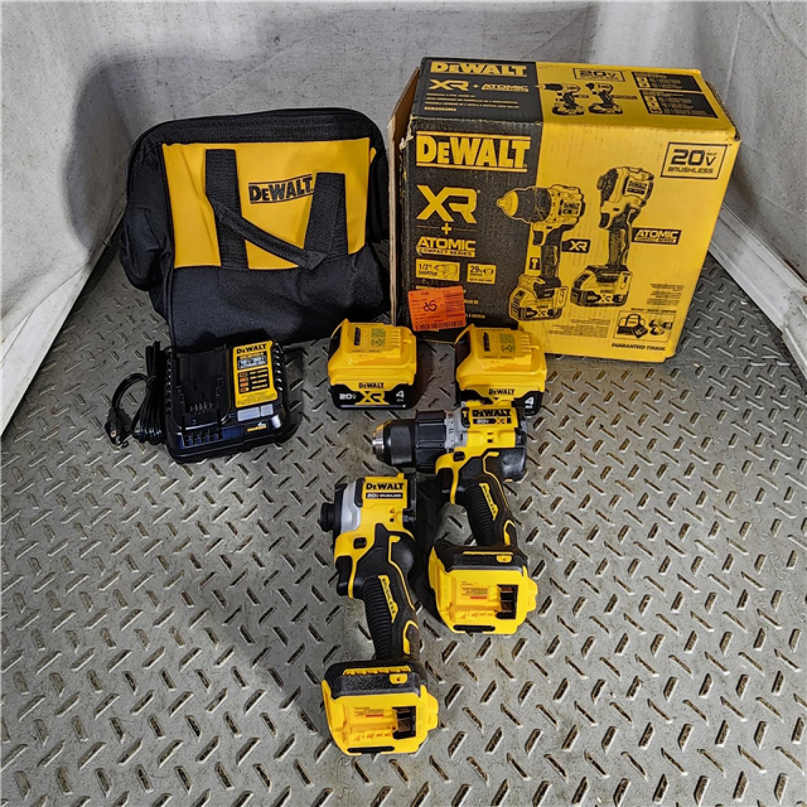 HOUSTON LOCATION - AS-IS (APPEARS LIKE NEW) 20V MAX XR Hammer Drill and ATOMIC Impact Driver 2 Tool Cordless Combo Kit with (2) 4.0Ah Batteries, Charger, and Bag