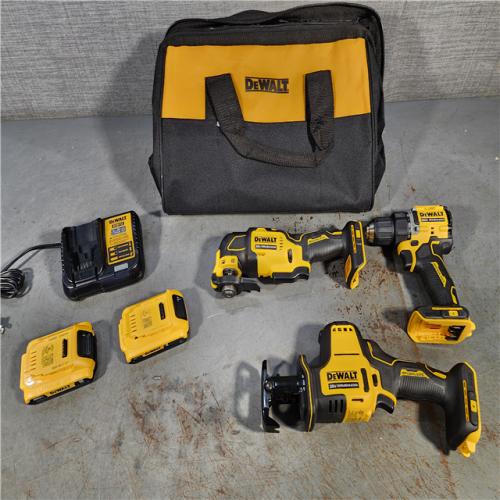 HOUSTON LOCATION - AS-IS (APPEARS LIKE NEW) DeWalt 20V MAX ATOMIC Cordless Brushless 3 Tool Combo Kit