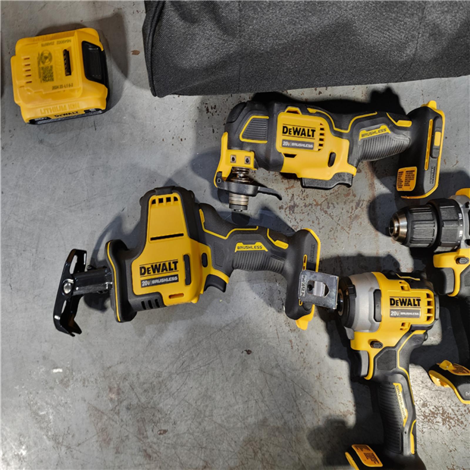 HOUSTON LOCATION - AS-IS (APPEARS LIKE NEW) DeWalt 20V MAX ATOMIC Cordless Brushless 4 Tool Combo Kit