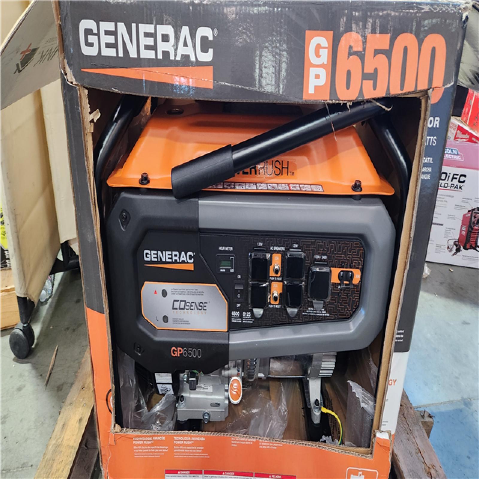 CALIFORNIA AS-IS GENERAC 6,500 RUNNING WATTS/8,125 STARTING WATTS PORTABLE GENERATOR