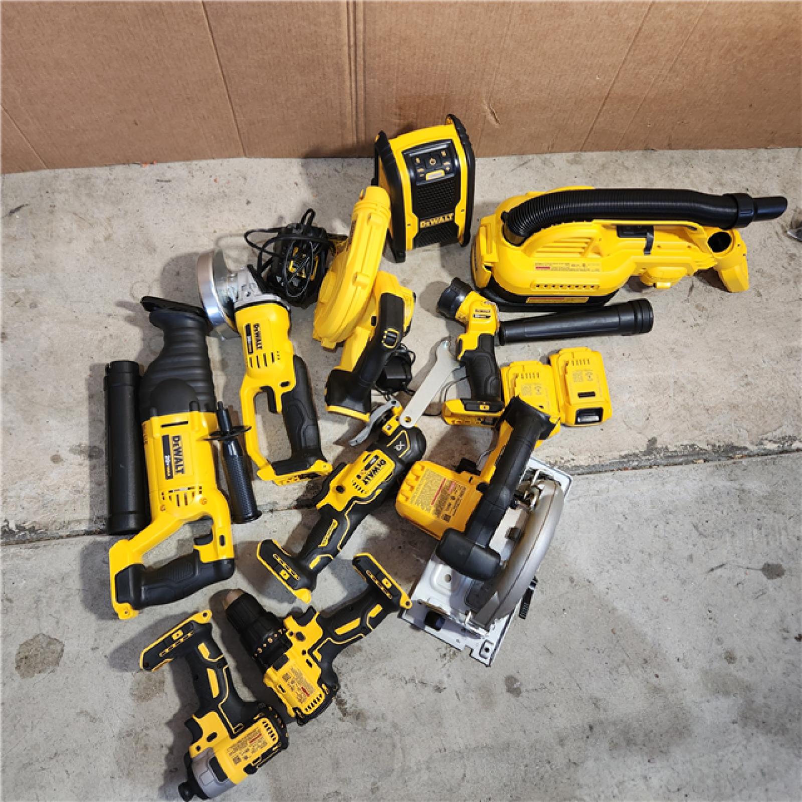 Houston location AS-IS DEWALT 20-Volt Max Lithium-Ion 10-Tool Cordless Combo Kit with Two 2.0 Ah Batteries, Charger and 2 Bags