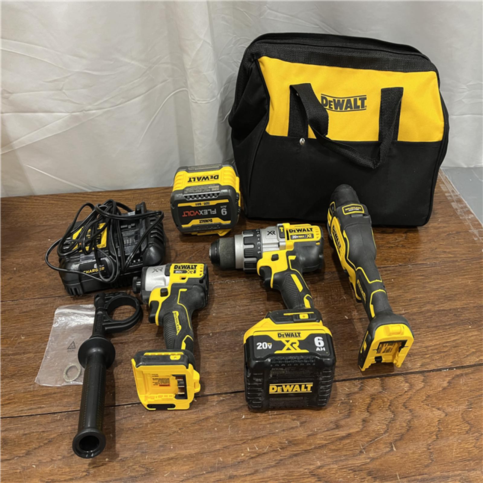 AS-IS 20-Volt Lithium-Ion Cordless 3-Tool Combo Kit with FLEXVOLT 9 Ah and 20V 6 Ah Batteries and Charger