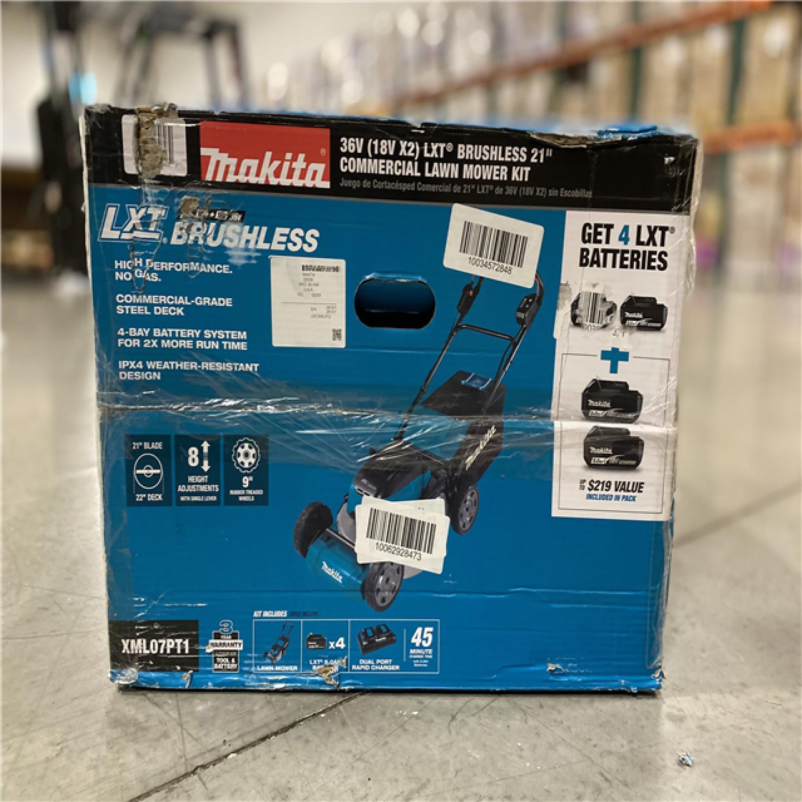 DALLAS LOCATION - Makita 21 in. 18V X2 (36V) LXT Lithium-Ion Cordless Walk Behind Push Lawn Mower Kit with 4 Batteries (5.0 Ah)