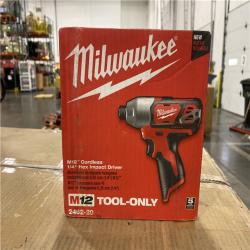 NEW! -  Milwaukee M12 12V Lithium-Ion Cordless 1/4 in. Hex Impact (Tool-Only)