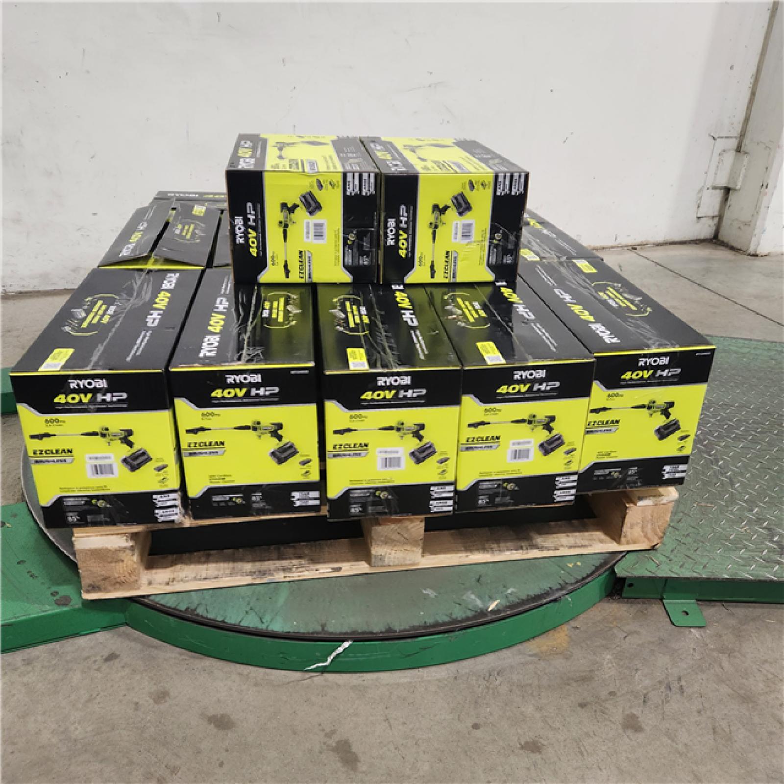 Dallas Location - NEW- RYOBI 40V HP Brushless EZClean 600 PSI 0.7 GPM Cordless Battery Cold Water Power Cleaner with 2.0 Ah Battery and Charger(Lot Of 14) Of