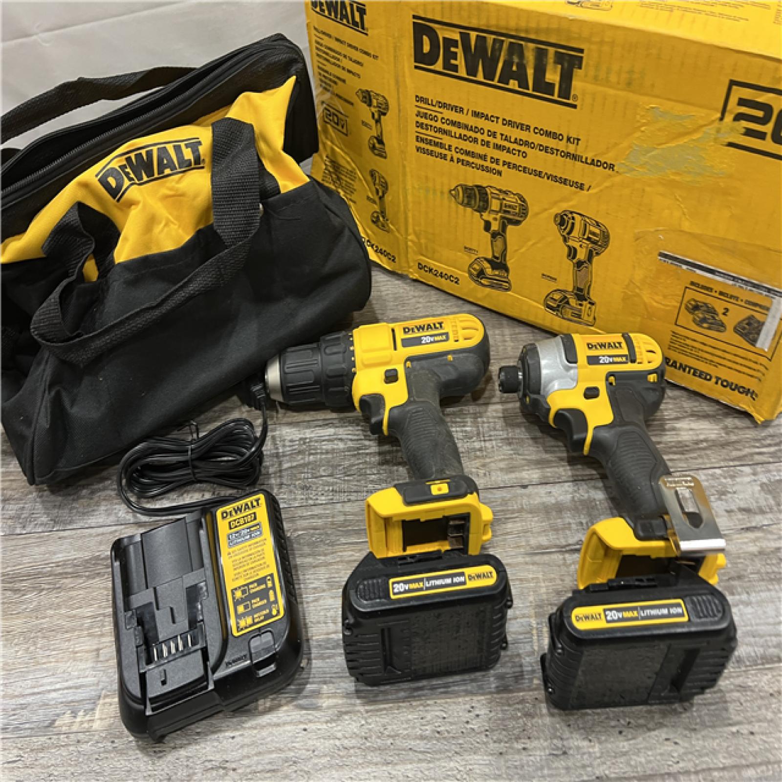 AS-IS DeWALTA® 20V MAX Cordless Drill Driver/Impact Driver Combo Kit 1.3 Ah Lithium Ion