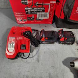 HOUSTON LOCATION - AS-IS M18 18-Volt Lithium-Ion Brushless Cordless Compact Hammer Drill/Impact Combo Kit (2-Tool) with (2) Batteries, Bag