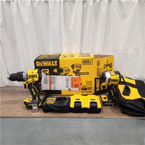 AS IS DEWALT 20V MAX XR Hammer Drill and ATOMIC Impact Driver 2 Tool Cordless Combo Kit with (2) 4.0Ah Batteries, Charger, and Bag